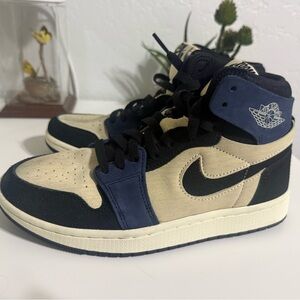 Air Jordan 1 Mid Beige Navy Black Sneaker